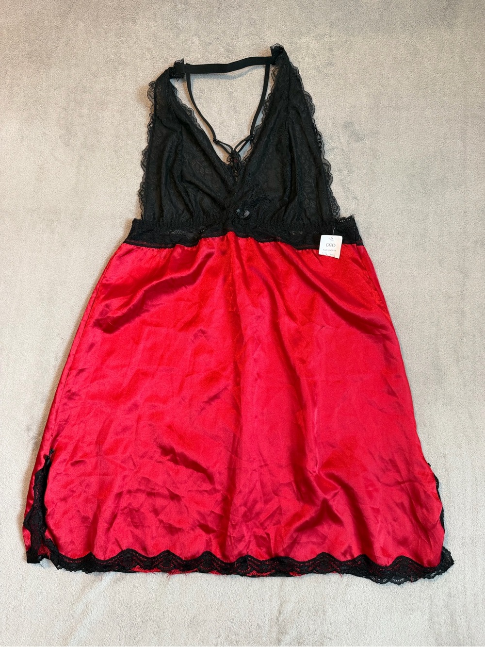 Red Black Lace Babydoll 2-pc Set Lingerie Nightie Sexy Sleepwear Plus Size 2X